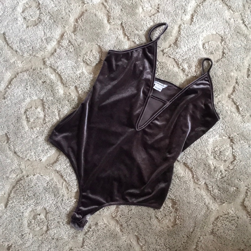 Topshop Deep V Velvet Bodysuit